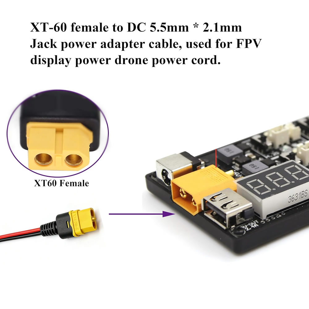 XT60 Plug Female Male To DC 5. - مراجعة Drone Rc Car Hybrid وسعره