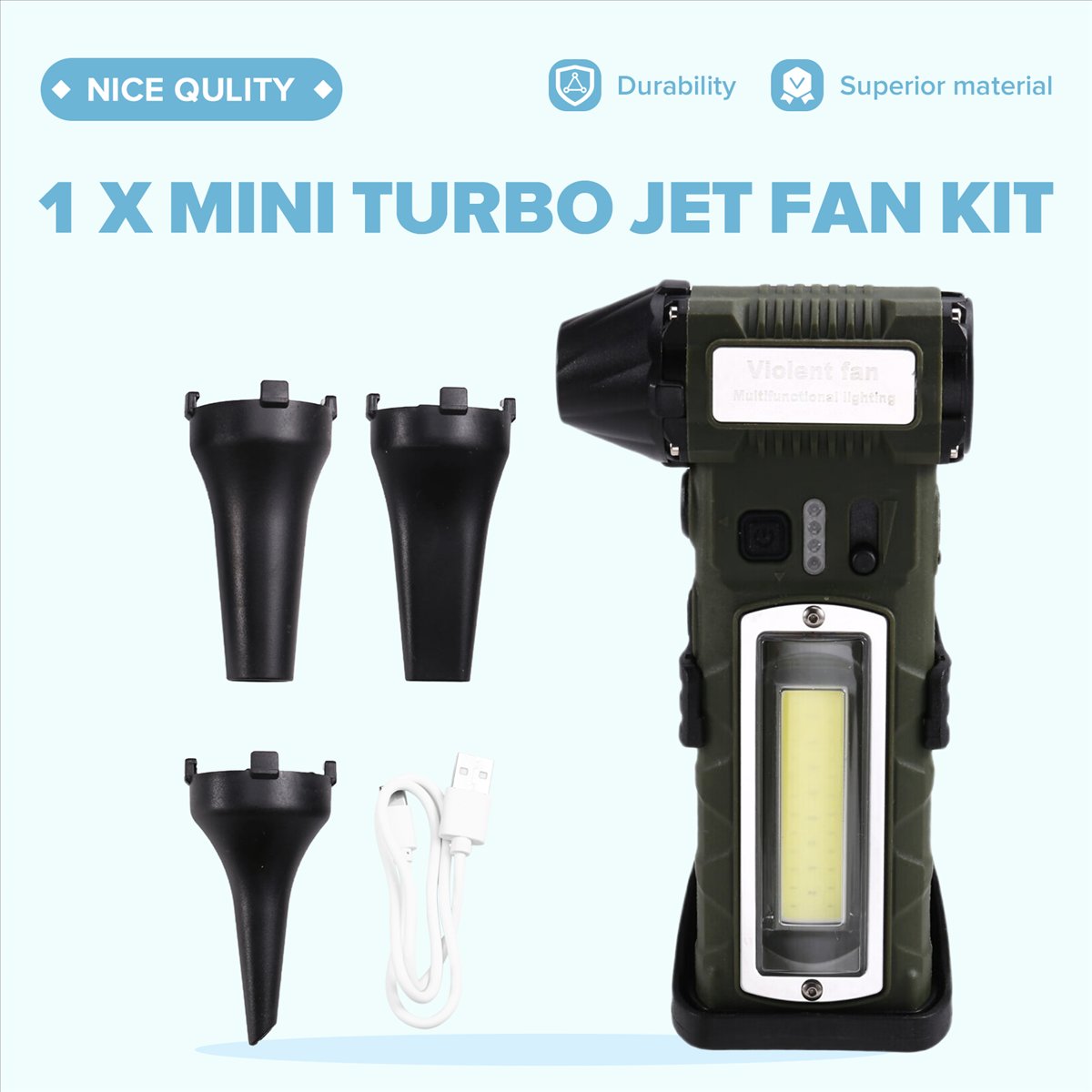 AT59 Handheld Turbo Jet Fan wi - مراجعة Brushless Motor وسعره