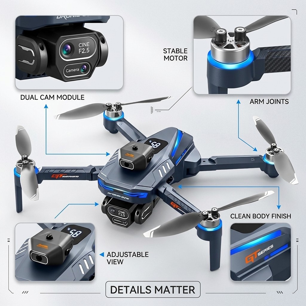 New GT8 Drone Professional 8K  - مراجعة Drone Rc Foldable وسعره