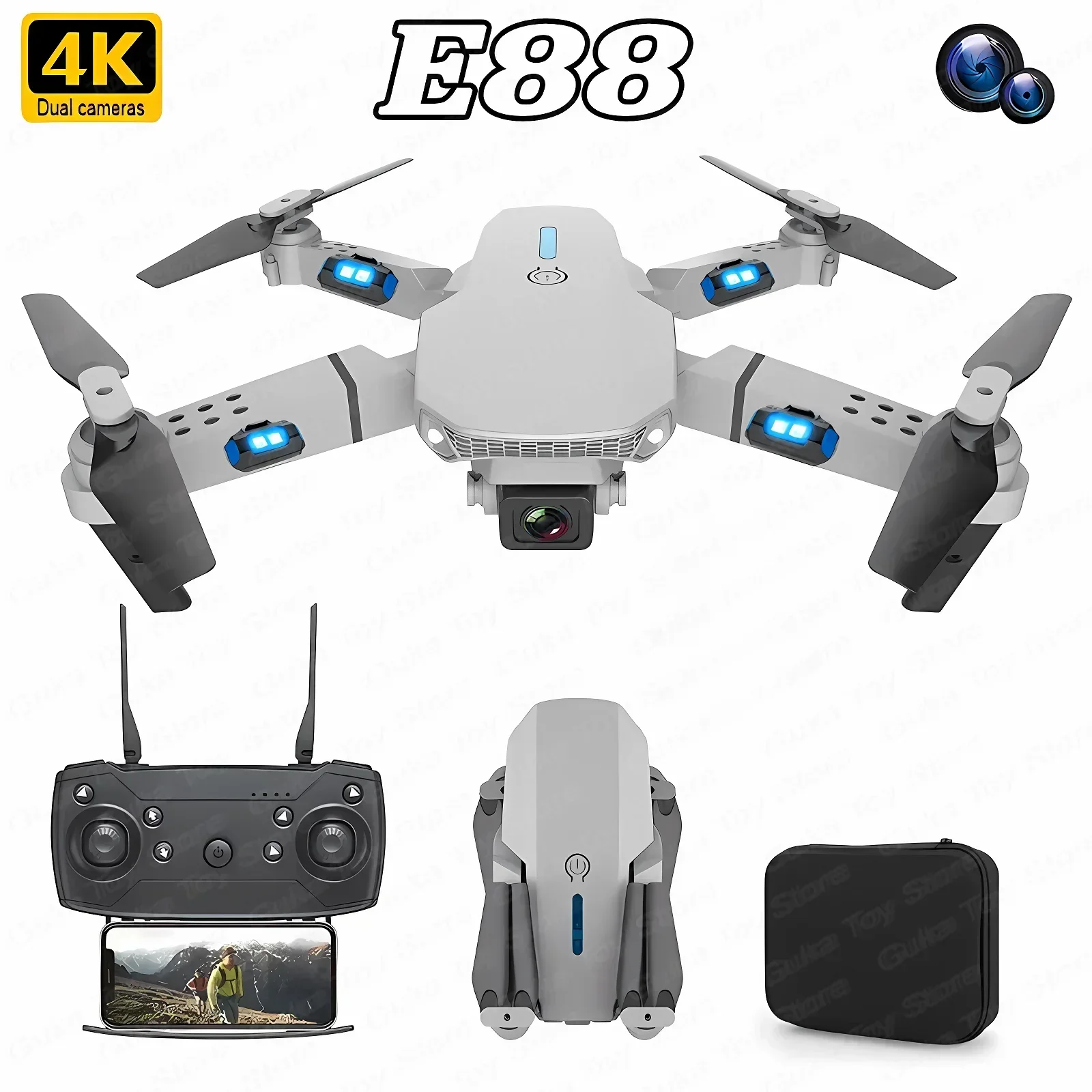 E88 Pro WIFI FPV Drone Wide An - مراجعة Drone E88 Rc Quadcopter وسعره