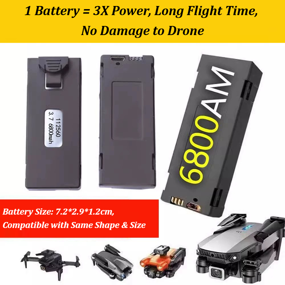 3.7V 6800mAh Spare Replacement - مراجعة Drone E88 Rc Quadcopter وسعره
