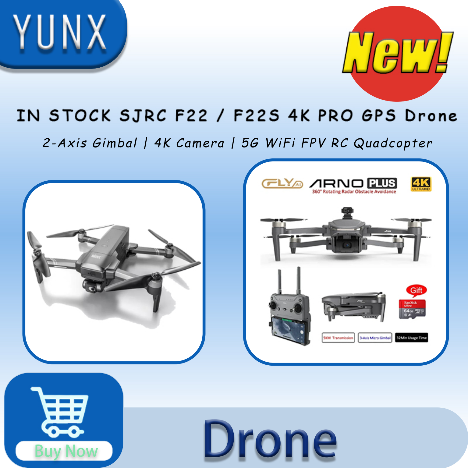 IN Stock SJRC F22 / F22S 4K Pr - مراجعة Drone F22 Rc وسعره