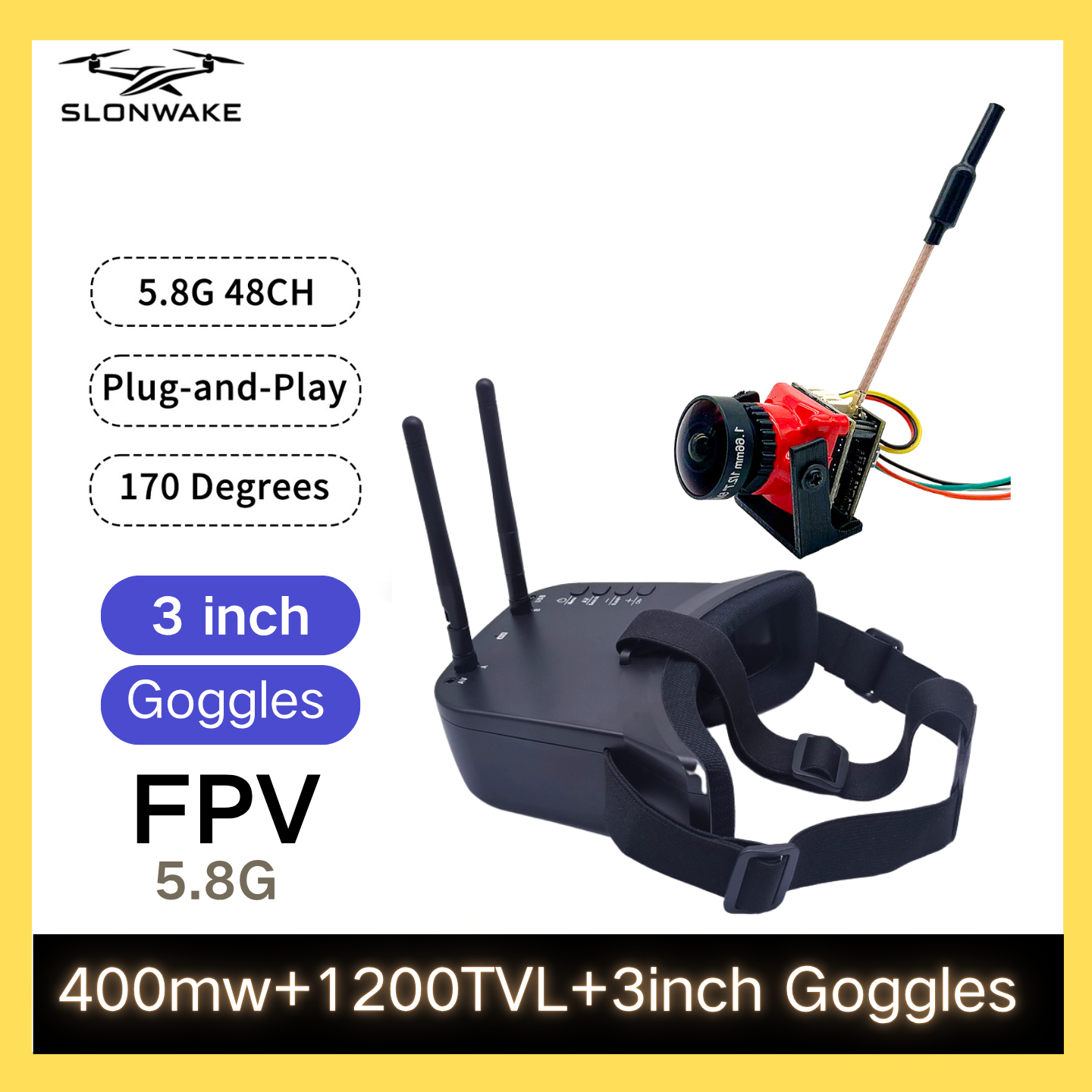 SLONWAKE 5.8G 48CH FPV 400mw V - مراجعة Drone Rc1 وسعره