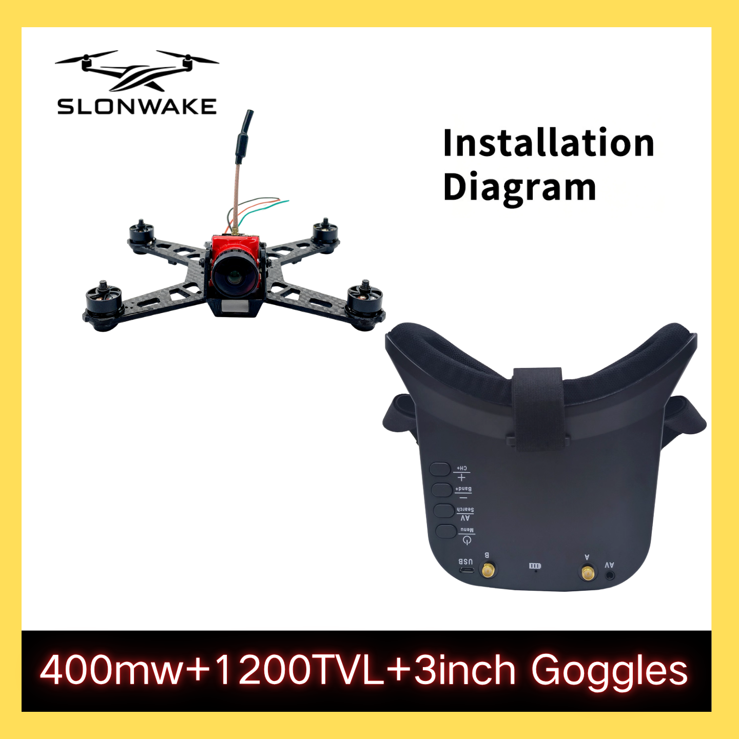 SLONWAKE 5.8G 48CH FPV 400mw V - مراجعة Drone Rc1 وسعره