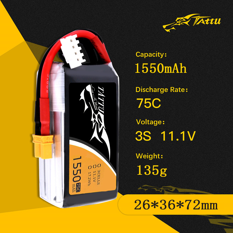 TATTU 3S 11.1V 1550mAh 75C LiP - مراجعة Drone Zll Rc وسعره